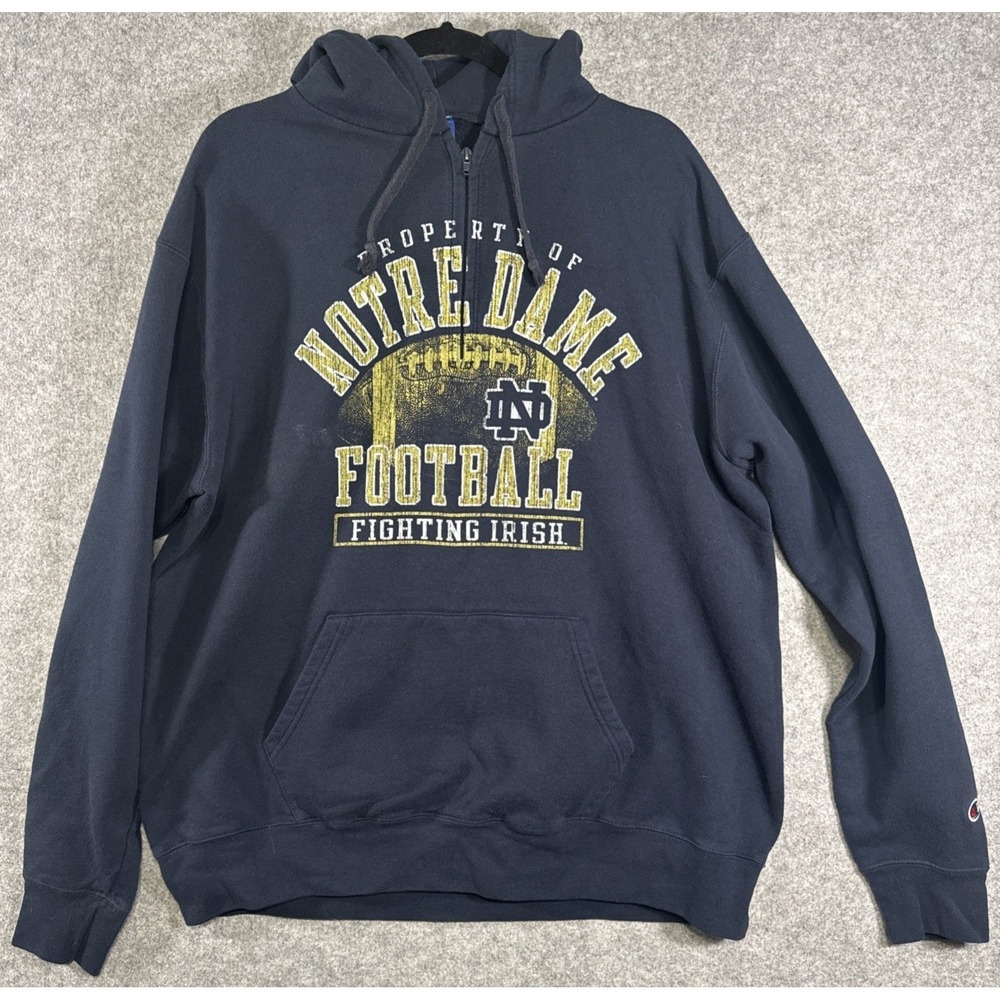 Champion Notre Dame Football Hoodie Women XXL Navy Blue Quarter-Zip CS2079-190